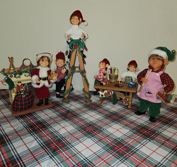 Karen Didion Originals Collectible Festive Elf Figurine Set Holiday Decor